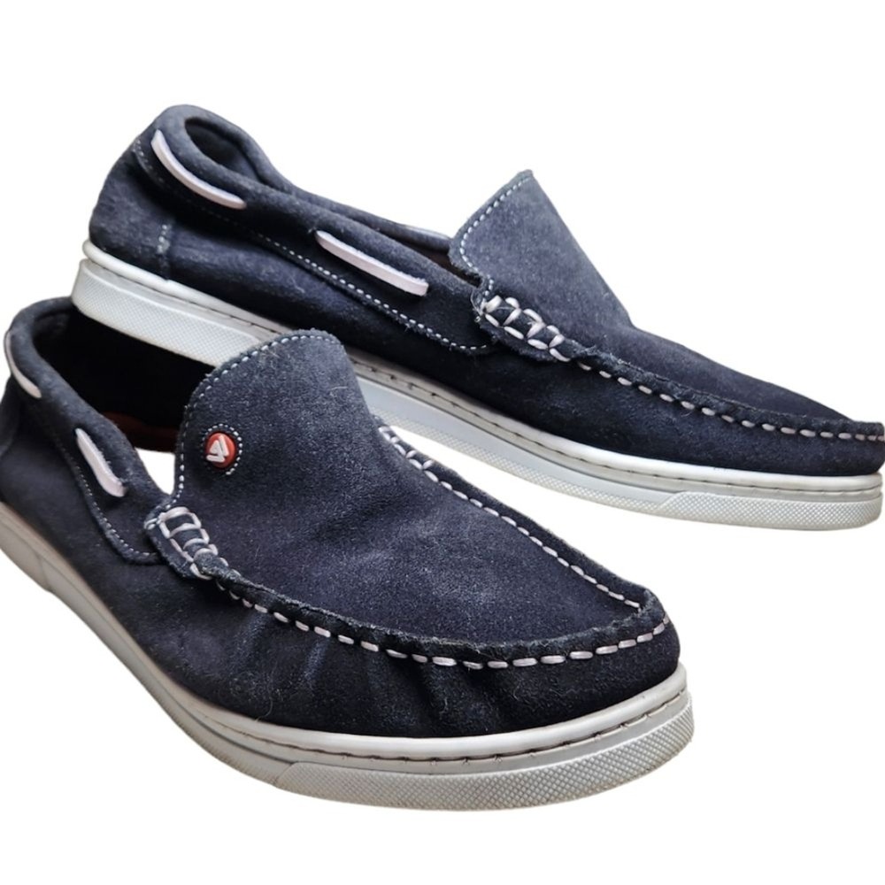 Way by Beppi Suede Leather Loafers Deck Shoes Moc Navy Blue Nautical Preppy 11